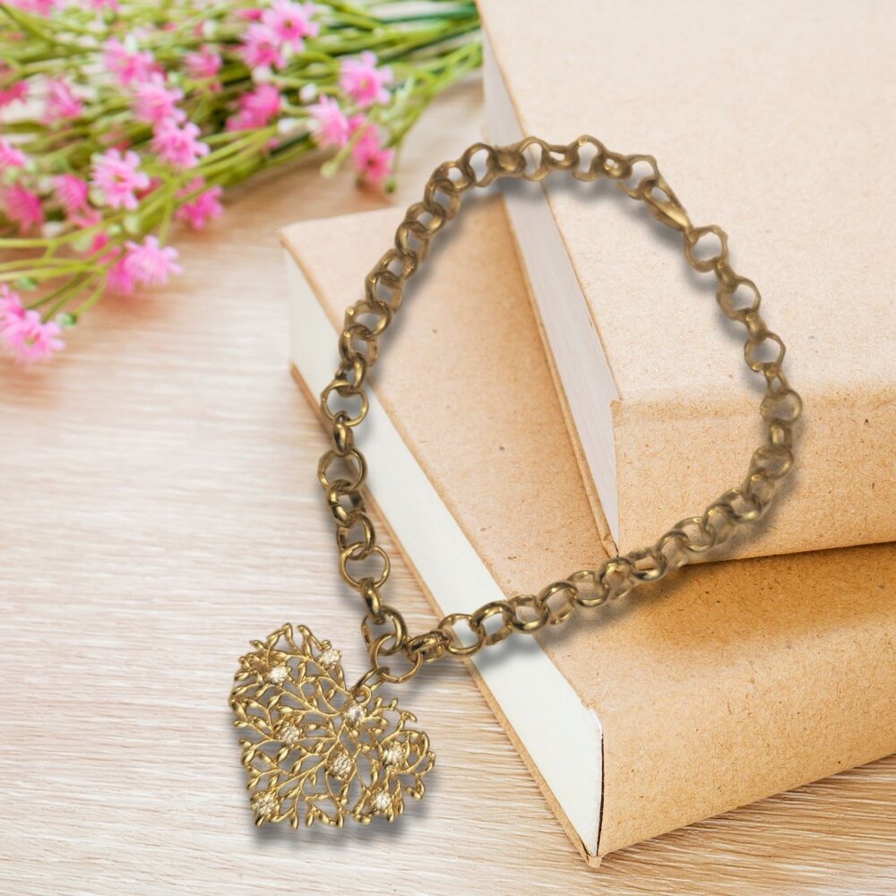 Heart Rhinestone Charm Bracelet